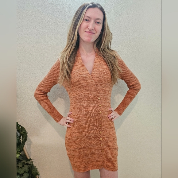 OBEY WORLDWIDE Pretty Fancy Orange Fall Dress NWT - Picture 7 of 16